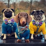 Two Pugs And Their Wiener