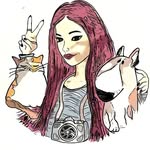Kociara i jej zwierzaki: Pysia, 😺 Rysio 😼 Tosia 🐱 i Pumba 🐶
