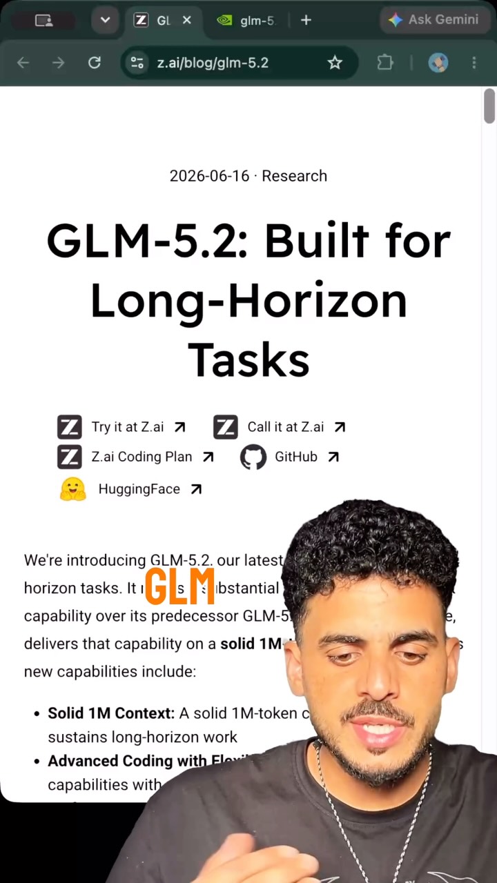 🚀 Want to try GLM-5.2 for free?

GLM-5.2 is a powerful AI model with a 1M-token context window, designed for coding, reasoning, and long-horizon engineering tasks. The best part? You can access it through NVIDIA’s free API and start building AI applications in minutes.

Watch the video to learn how to get your free API key and start using GLM-5.2 today.

Follow @nadd.exe for more AI, cybersecurity, open-source, and developer tools.

#GLM52 #NVIDIA #ArtificialIntelligence #OpenSource #Developers