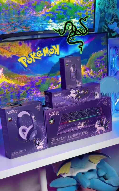 How beautiful is the new @Pokémon/ポケモン【公式】 @Razer collab?!? #GamingSetup #gameroom #gamers #gaming