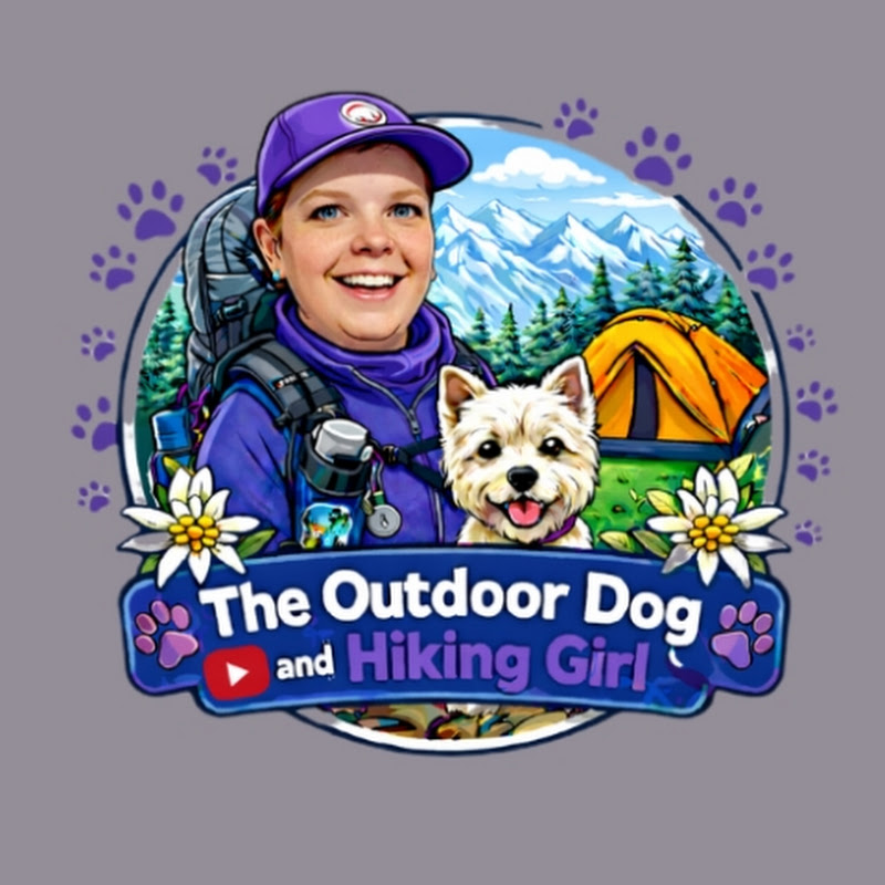 The outdoor dog and hiking girl