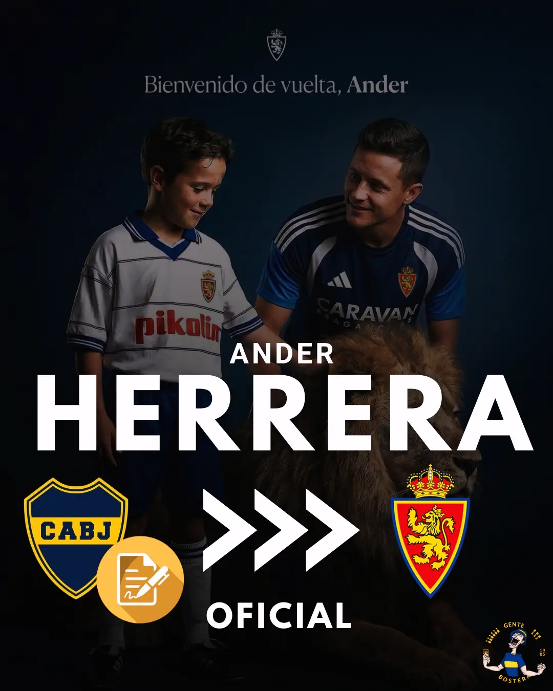 OFICIAL!!! Tras rescendir contrato con #BocaJuniors el español firmo contrato por una temporada con #zaragoza. Ander Herrera vuelve a su casa. Muchos éxitos Ander 💙💛💙💪

*
*
*

#VamosBoca #Xeneize #Boca